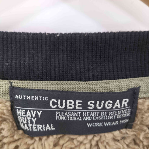 キューブシュガー CUBE SUGAR ソフトボア 胸ポケット付 クルーネック クレイジーパターン レディース JPN:M